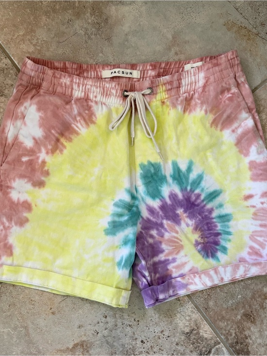PacSun Other - PacSun Tie Dye Cotton Elastic Waist Drawstring Volley Shorts Pockets Men Small